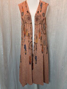 Vocal Embellished Knit Vest Open Cardigan Rhinestones XL